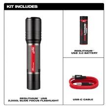 Load image into Gallery viewer, Milwaukee 2162-21 REDLITHIUM USB 2,000L Slide Focus Flashlight