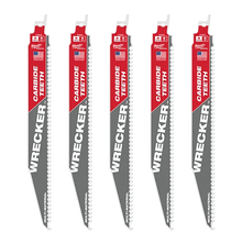 Load image into Gallery viewer, Milwaukee 48-00-5542 9" 6 TPI THE WRECKER™ with Carbide Teeth SAWZALL® Blade 5 PK