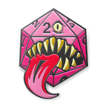 Load image into Gallery viewer, Mimic Die - Hard Enamel Adventure Dice Pin Metal by Norse Foundry
