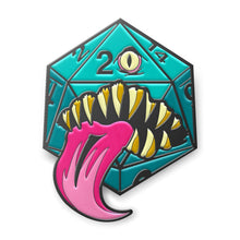 Load image into Gallery viewer, Mimic Die - Hard Enamel Adventure Dice Pin Metal by Norse Foundry