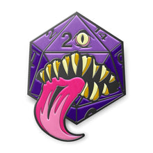 Load image into Gallery viewer, Mimic Die - Hard Enamel Adventure Dice Pin Metal by Norse Foundry