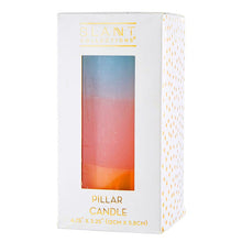 Load image into Gallery viewer, Mini Pillar Candle in Blue Pink Orange | Tri-Colored Ombre Aesthetic Table Candle 4.75"