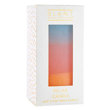 Load image into Gallery viewer, Mini Pillar Candle in Blue Pink Orange | Tri-Colored Ombre Aesthetic Table Candle 4.75"