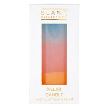 Load image into Gallery viewer, Mini Pillar Candle in Blue Pink Orange | Tri-Colored Ombre Aesthetic Table Candle 4.75"
