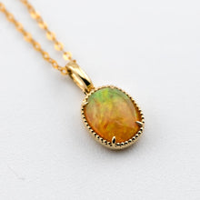 Load image into Gallery viewer, Minimal Oval Ethiopian Opal Pendant Necklace 14k Yellow Gold