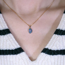 Load image into Gallery viewer, Minimal Style Oval Doublet Opal Pendant Necklace 14k Yellow Gold