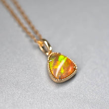 Load image into Gallery viewer, Minimal Triangle Shaped Ethiopian Opal Necklace 14k Yellow Gold
