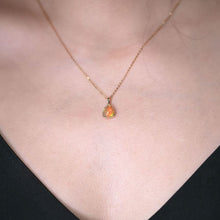 Load image into Gallery viewer, Minimal Triangle Shaped Ethiopian Opal Necklace 14k Yellow Gold