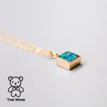 Load image into Gallery viewer, Geometric Square Shaped Australian Doublet Opal Pendant 14k Yellow Gold
