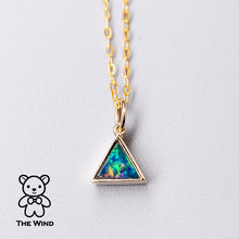 Load image into Gallery viewer, Geometric Triangle Shaped Australian Doublet Opal Pendant 14k Yellow Gold