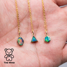 Load image into Gallery viewer, Geometric Triangle Shaped Australian Doublet Opal Pendant 14k Yellow Gold