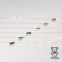 Load image into Gallery viewer, Geometric Oval Shaped Australian Doublet Opal Pendant 14k Yellow Gold