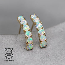 Load image into Gallery viewer, Minimalist Australian Solid Opal Curved Stud Earrings 14K Yellow Gold