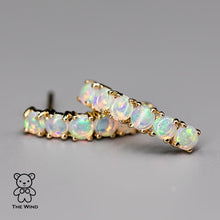 Load image into Gallery viewer, Minimalist Australian Solid Opal Curved Stud Earrings 14K Yellow Gold