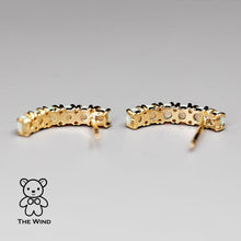 Load image into Gallery viewer, Minimalist Australian Solid Opal Curved Stud Earrings 14K Yellow Gold