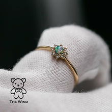 Load image into Gallery viewer, Minimalist Australian Solid Opal Diamond Hola Ring 18K Yellow Gold