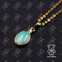 Load image into Gallery viewer, Minimalist Oval Australian Solid Opal &amp; Diamond Pendant Necklace 18k Yellow Gold