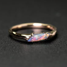 Load image into Gallery viewer, Minimalist Australian Black Opal Engagement Ring 14K Yellow Gold