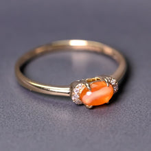 Load image into Gallery viewer, Minimalist Fire Opal &amp; Diamond Engagement Wedding Ring 14k Yellow Gold
