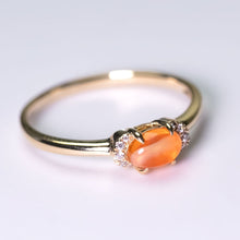 Load image into Gallery viewer, Minimalist Fire Opal &amp; Diamond Engagement Wedding Ring 14k Yellow Gold