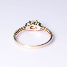 Load image into Gallery viewer, Minimalist Fire Opal &amp; Diamond Engagement Wedding Ring 14k Yellow Gold