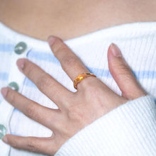 Load image into Gallery viewer, Minimalist Mexican Fire Opal Engagement Band 14K Yellow Gold