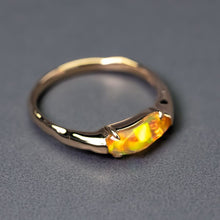 Load image into Gallery viewer, Minimalist Mexican Fire Opal Engagement Band 14K Yellow Gold