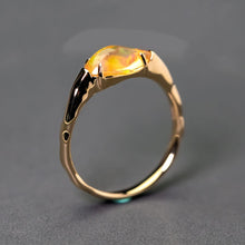 Load image into Gallery viewer, Minimalist Mexican Fire Opal Engagement Band 14K Yellow Gold