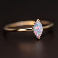 Load image into Gallery viewer, Minimalist Marquise Australian Opal Engagement Ring 14K Yellow Gold