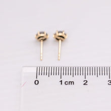 Load image into Gallery viewer, Round Shaped Minimalist Six Prong Triplet Opal Stud Earrings 18K Yellow Gold