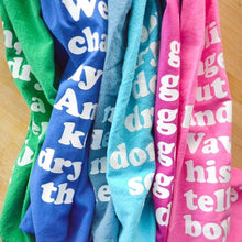 Load image into Gallery viewer, Missy Elliott-Inspired Get Your Dry On Tea Kitchen Towel | Cotton Flour Sack Dish Cloth | 21&quot; x 28&quot;