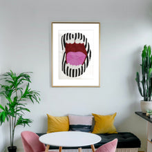 Load image into Gallery viewer, Black White Stripes Lipstick Wall Art