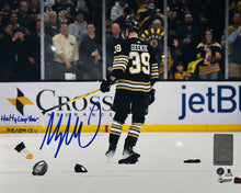 Load image into Gallery viewer, Morgan Geekie Hat Trick Boston Bruins Autographed 11" x 14" Hockey Photo - Hatty Leap Year