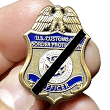 Load image into Gallery viewer, CL13-06 CBP Officer Black Mourning Band Pin with dual pin posts Field Operations Ops