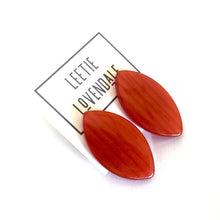 Load image into Gallery viewer, Rust Orange Striped Moonglow Marquis Stud Earrings