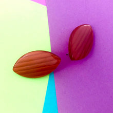 Load image into Gallery viewer, Rust Orange Striped Moonglow Marquis Stud Earrings