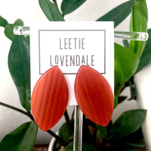 Load image into Gallery viewer, Rust Orange Striped Moonglow Marquis Stud Earrings