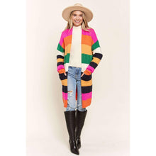 Load image into Gallery viewer, Multi Color Stripe Cardigan with Pockets | Open Front Long Knit Sweater [Sizes SM-L]