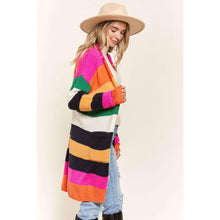 Load image into Gallery viewer, Multi Color Stripe Cardigan with Pockets | Open Front Long Knit Sweater [Sizes SM-L]