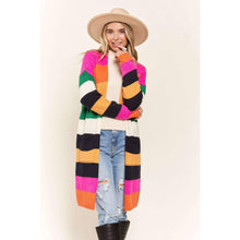 Load image into Gallery viewer, Multi Color Stripe Cardigan with Pockets | Open Front Long Knit Sweater [Sizes SM-L]
