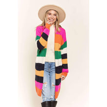 Load image into Gallery viewer, Multi Color Stripe Cardigan with Pockets | Open Front Long Knit Sweater [Sizes SM-L]