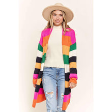 Load image into Gallery viewer, Multi Color Stripe Cardigan with Pockets | Open Front Long Knit Sweater [Sizes SM-L]