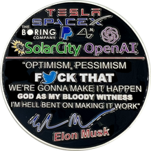 Load image into Gallery viewer, CL5-014 SpaceX Elon Musk Motivational Quote Gift Twitter Challenge Coin Space X Tesla