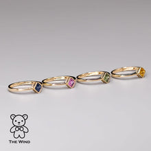 Load image into Gallery viewer, Minimalist Princess Cut Pink Sapphire Ring 14K Yellow Gold