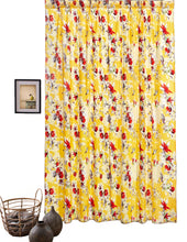 Load image into Gallery viewer, DaDa Bedding Set of 2 Radiant Sunshine Yellow Floral Window Curtain Panels - Natural Semi Sheer Hummingbirds Farmhouse Red Flowers Straight Tailored Edge