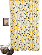 Load image into Gallery viewer, DaDa Bedding Set of 2 Botanical Floral Window Curtain Panels - Natural Semi Sheer Yellow Fleur Golden Orange Spring Time Tulips Straight Tailored Edge