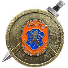 Load image into Gallery viewer, BL8-002 Nassau County Police Department Shield with removable Sword Challenge Coin Set Long Island NCPD