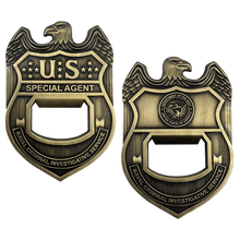 Load image into Gallery viewer, EL13-001 NCIS Special Agent Naval Criminal Investigative Service Challenge Coin Bottle Opener Navy