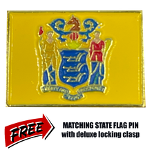 Load image into Gallery viewer, BL3-004 New Jersey NJ BACKS THE BLUE Thin Blue Line Police Challenge Coin with free matching State Flag pin back the blue Sheriff NJSP Newark trooper