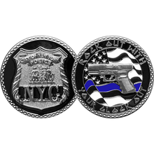 Load image into Gallery viewer, GL10-006 NYPD New York City Police Officer Rock Out Thin Blue Line Flag Challenge Coin